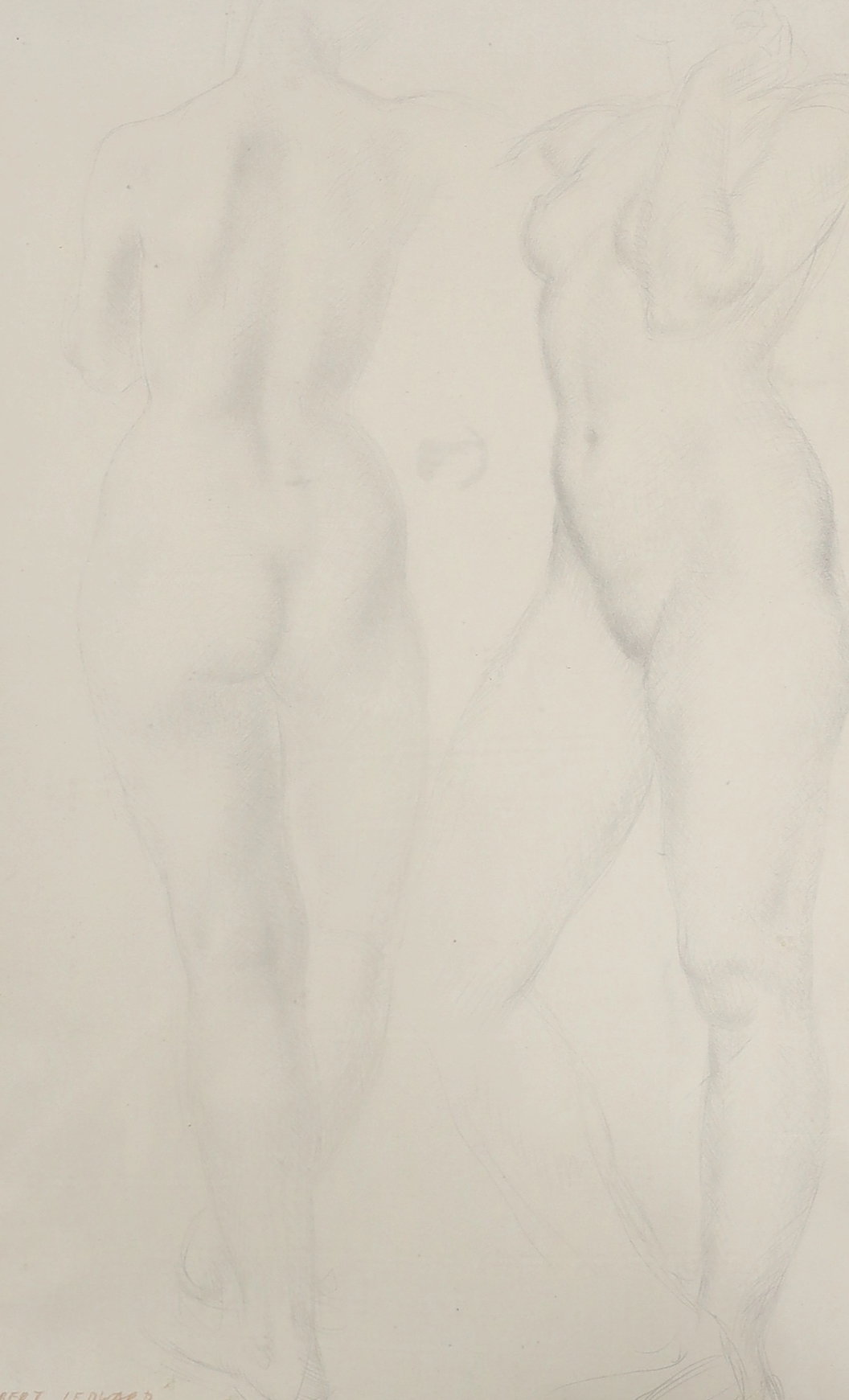 Gilbert Ledward (1888-1960), pencil on paper, Nude study for the Great Ormond Street bronze figures, signed and dated 1927, 44 x 29cm